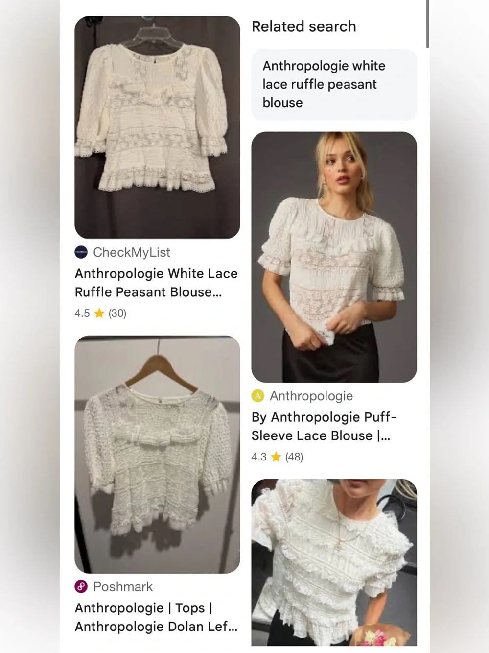 White Lace Ruffled Short-Sleeve Top